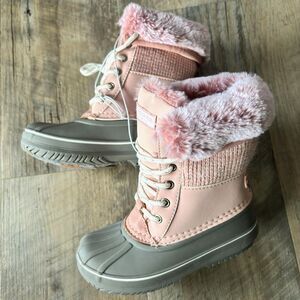 Lil Girl's Size 11 Pink LONDON FOG Collection Lace Up Fleece Lined Snow Boots